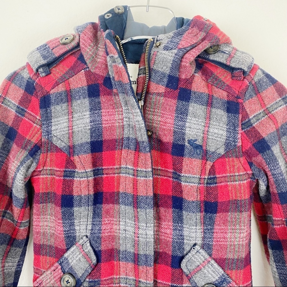 ABERCROMBIE Kids Winter Hoodie Jacket Plaid Medium - Picture 2 of 6